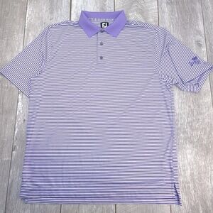 Footjoy Shirt Mens XL Purple Golf Polo Stripe Performance Short Sleeve Top